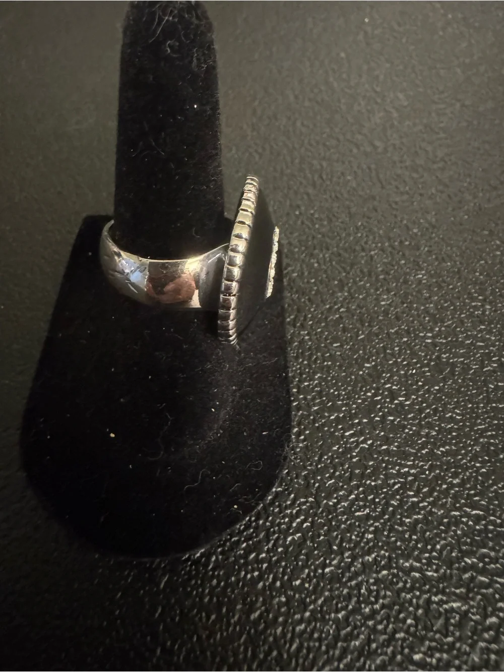 Rhinestone 'G' Accent Black Statement Ring
